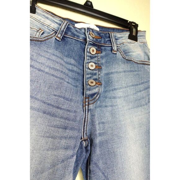 Kancan Button Fly Distressed Blue Ankle length Skinny Jeans - Picture 11 of 14